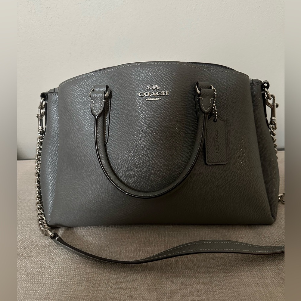 Gently used Coach Grey leather medium satchel